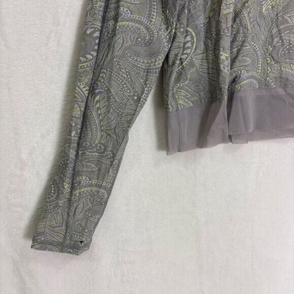 Lululemon Stripe in Stride Grey with Yellow Swirl Print Cropped Long Sleeve Work - Picture 5 of 11